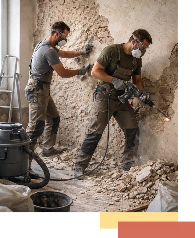 Демонтаж штукатурки со стен в Прокопьевске быстро и аккуратно