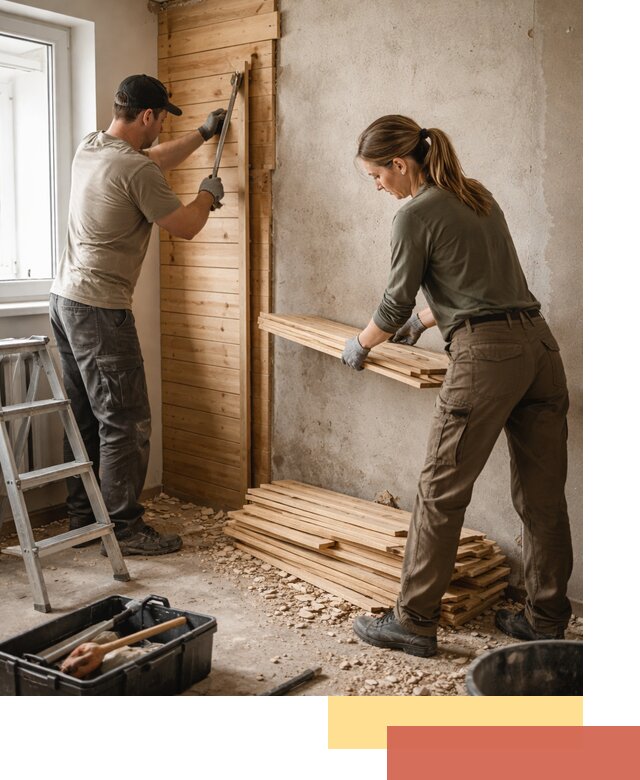 Демонтаж вагонки со стен в Прокопьевске — профессиональный демонтаж