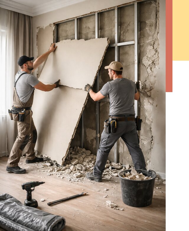 Демонтаж гипсокартона со стен в Прокопьевске от 362 руб. — услуги демонтажа | ОТДЕЛОЧНИК-Прк