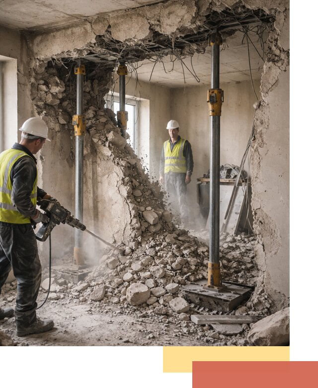 Снос несущих стен в Прокопьевске с гарантией безопасности и качества