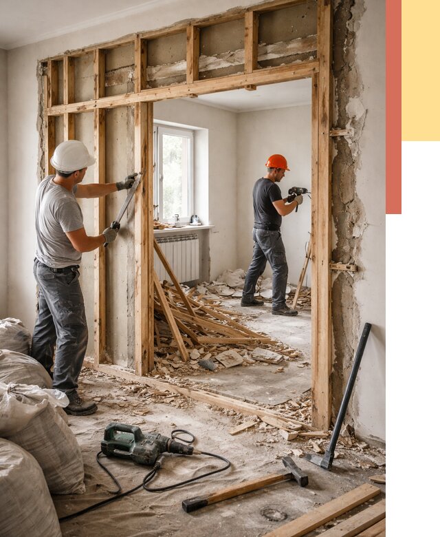 Демонтаж деревянных перегородок в Прокопьевске от 3308 руб. — быстро и недорого | ОТДЕЛОЧНИК-Прк