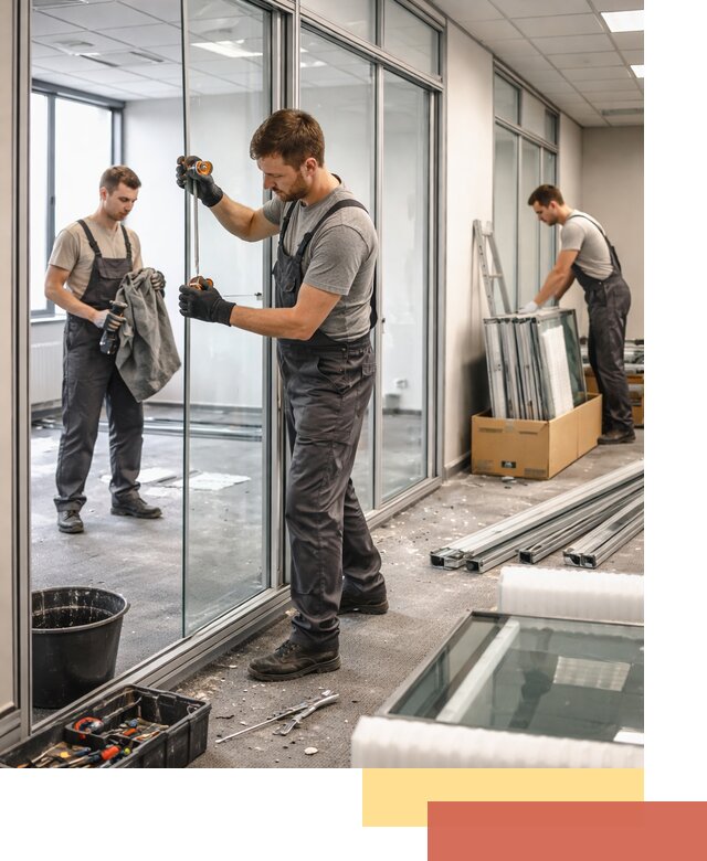 Демонтаж стеклянных перегородок в Прокопьевске быстро и безопасно