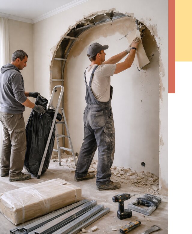 Демонтаж арки из гипсокартона в Прокопьевске от 3618 руб. — услуги под ключ | ОТДЕЛОЧНИК-Прк