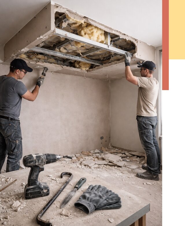 Демонтаж короба из гипсокартона в Прокопьевске от 1571 руб. — быстро и недорого | ОТДЕЛОЧНИК-Прк