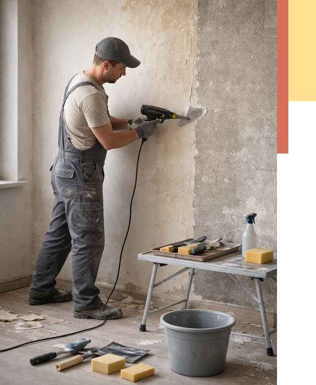 Очистка стен от клея в Прокопьевске от 1912 руб. — снятие и удаление клея со стен | ОТДЕЛОЧНИК-Прк