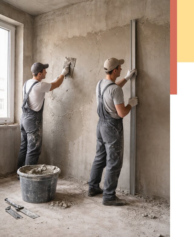 Штукатурка бетонных стен в Прокопьевске от 4652 руб/м² — качественно и быстро | ОТДЕЛОЧНИК-Прк