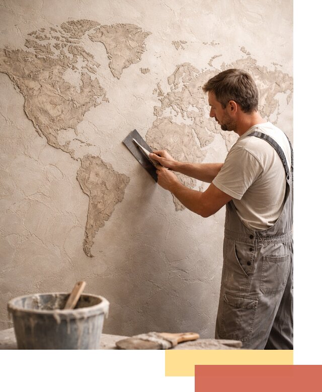 Декоративная штукатурка «Карта мира» под ключ в Прокопьевске