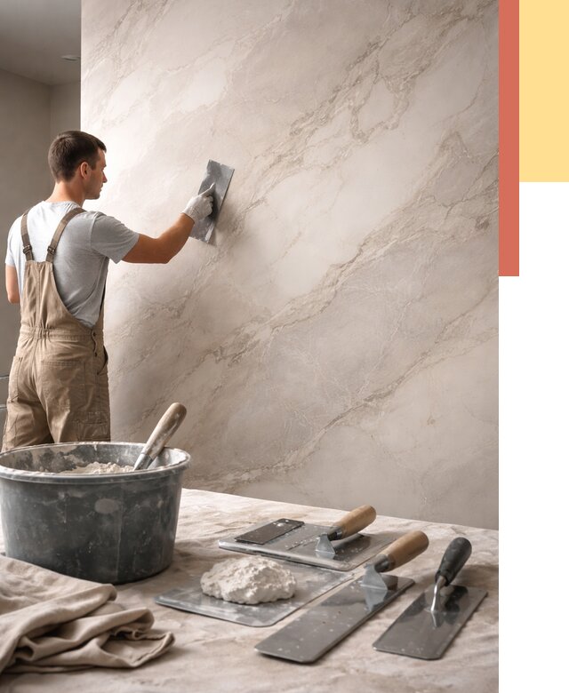 Декоративная штукатурка под мрамор в Прокопьевске от 2894 руб./м² — быстро и недорого | ОТДЕЛОЧНИК-Прк