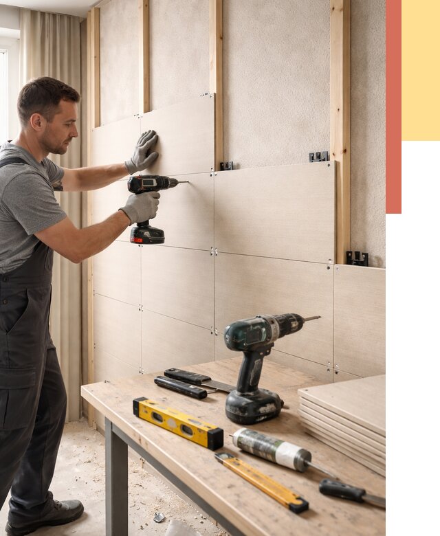 Монтаж МДФ панелей на стены в Прокопьевске от 1292 руб. под ключ | ОТДЕЛОЧНИК-Прк