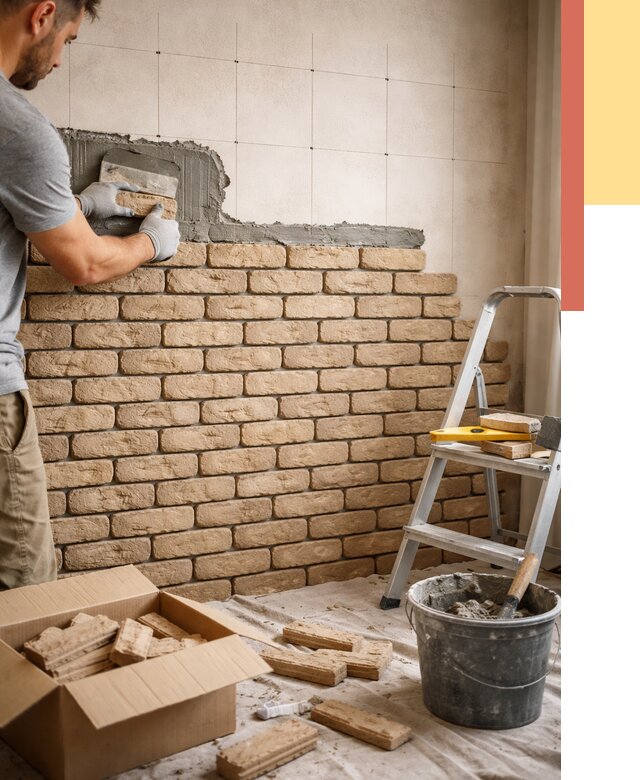 Монтаж декоративного кирпича в Прокопьевске от 3308 руб./м² — быстро и недорого | ОТДЕЛОЧНИК-Прк