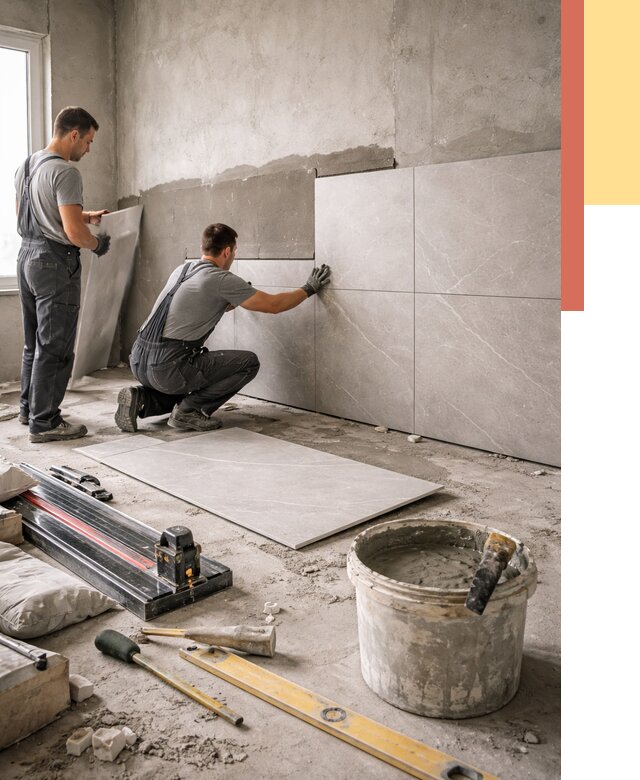 Облицовка стен керамогранитом в Прокопьевске от 4342 руб./м² — услуги под ключ | ОТДЕЛОЧНИК-Прк