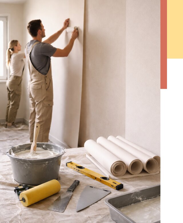 Поклейка бумажных обоев в Прокопьевске от 5685 руб./м2 — быстро и недорого | ОТДЕЛОЧНИК-Прк