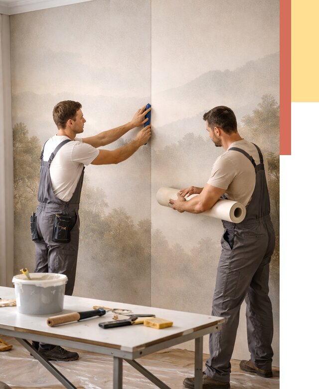 Поклейка фотообоев в Прокопьевске от 8786 руб/м² — быстро и недорого | ОТДЕЛОЧНИК-Прк