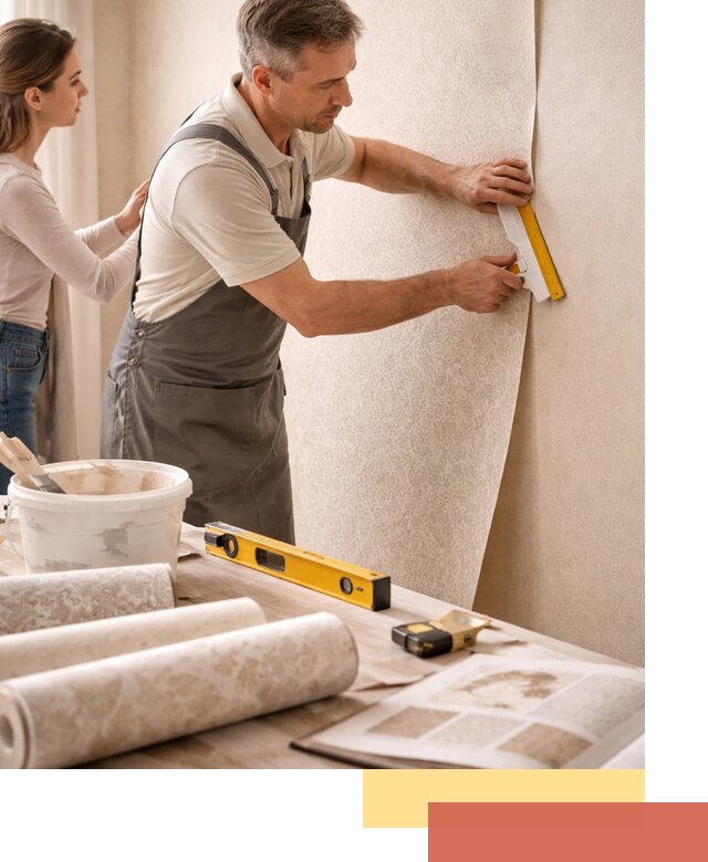 Поклейка обоев с подбором рисунка в Прокопьевске