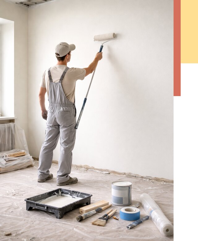 Покраска стен водоэмульсионной краской в Прокопьевске от 465 руб. за м² | ОТДЕЛОЧНИК-Прк