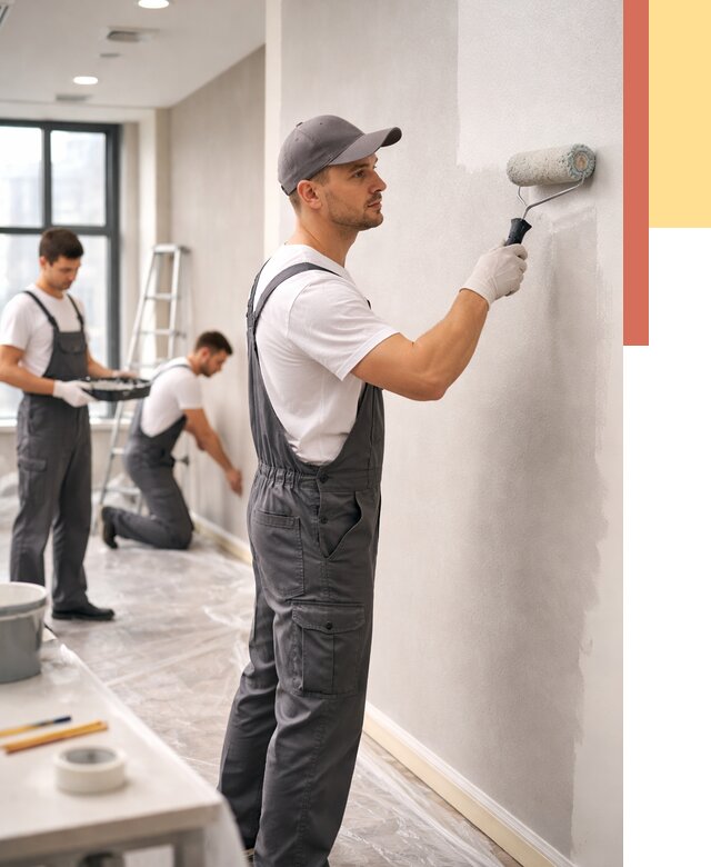 Покраска стен в офисе в Прокопьевске от 8786 руб. — быстро и недорого | ОТДЕЛОЧНИК-Прк