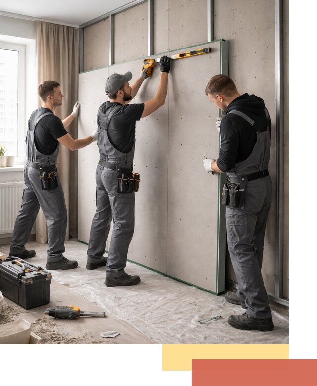 Шумоизоляция стен панелями ЗИПС в Прокопьевске для жилых и коммерческих помещений