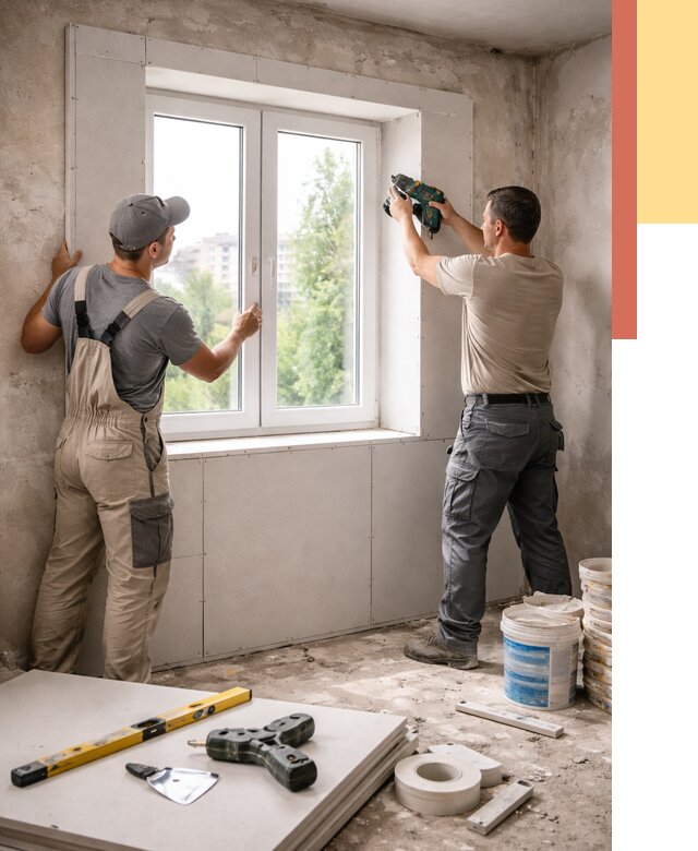 Монтаж откосов из гипсокартона в Прокопьевске от 4652 руб. под ключ | ОТДЕЛОЧНИК-Прк