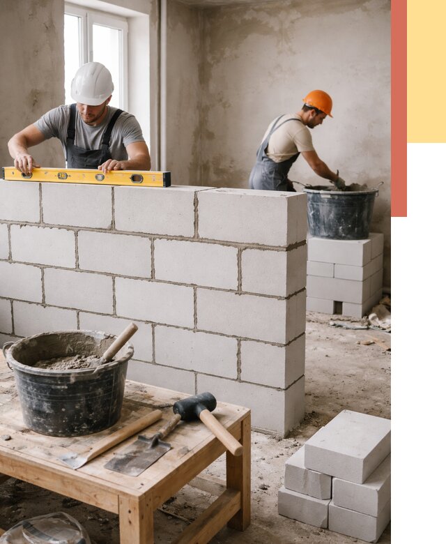 Кладка перегородок из газобетона в Прокопьевске от 3308 руб. под ключ | ОТДЕЛОЧНИК-Прк