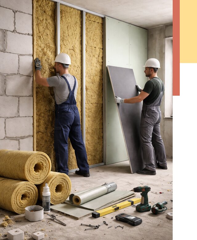 Шумоизоляция перегородок из блоков в Прокопьевске от 1912 руб./м² — быстро и недорого | ОТДЕЛОЧНИК-Прк