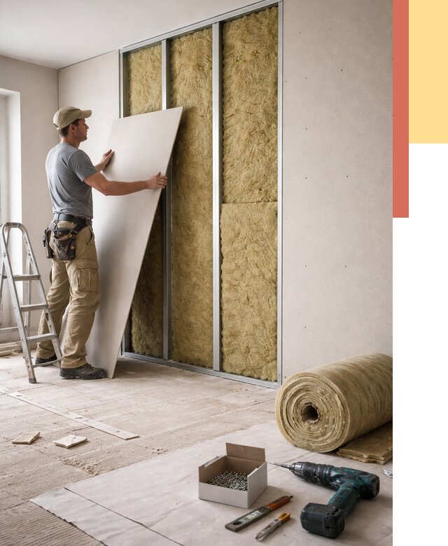 Перегородка из гипсокартона с шумоизоляцией в Прокопьевске от 3225 руб. | ОТДЕЛОЧНИК-Прк