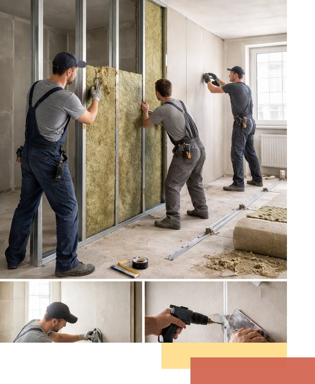 Перегородка из гипсокартона с шумоизоляцией в Прокопьевске — монтаж под ключ