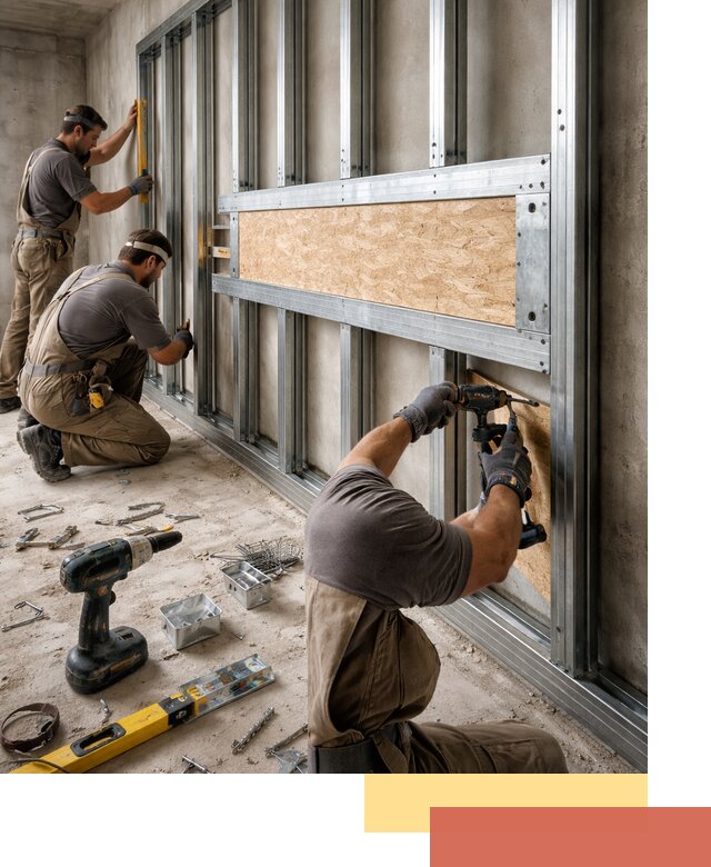 Усиленная перегородка для крепления тяжёлых конструкций в Прокопьевске