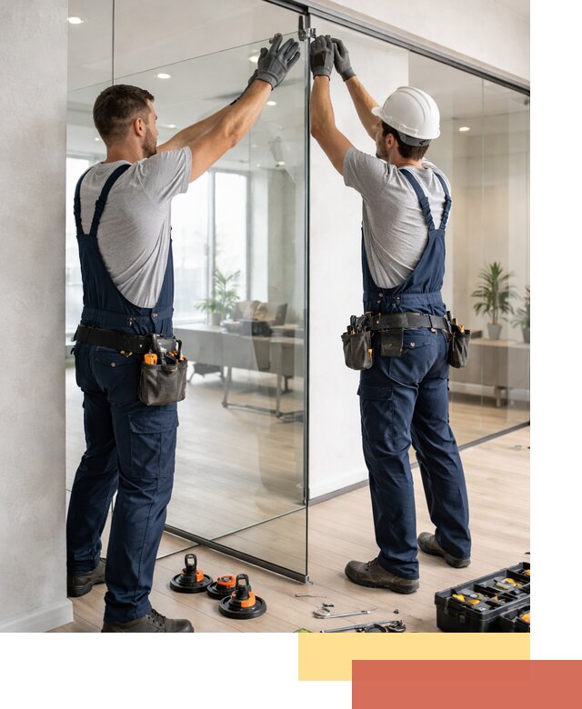 Безрамные стеклянные перегородки под ключ в Прокопьевске