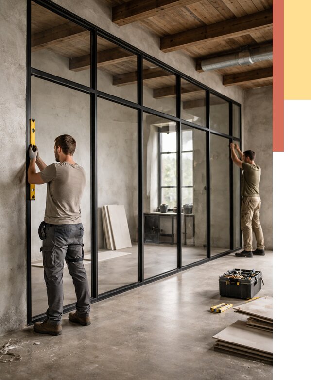 Стеклянные перегородки лофт в Прокопьевске от 10854 руб. под ключ | ОТДЕЛОЧНИК-Прк