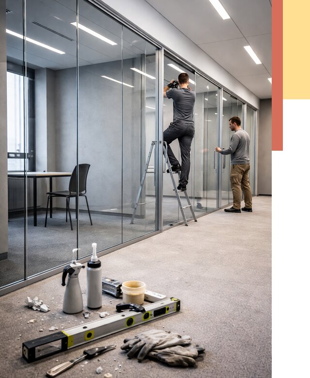 Стеклянные офисные перегородки в Прокопьевске от 8786 руб. — монтаж и установка | ОТДЕЛОЧНИК-Прк