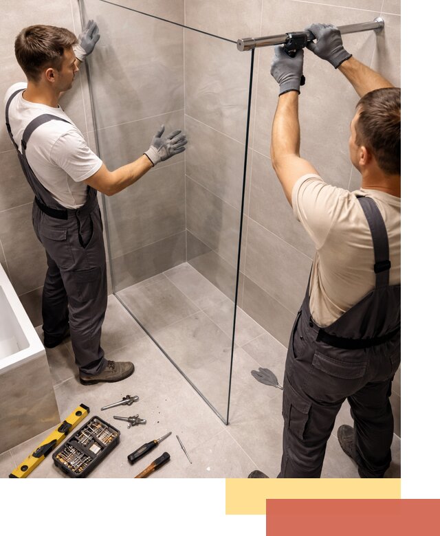 Стеклянные перегородки для душа в Прокопьевске — изготовление и монтаж