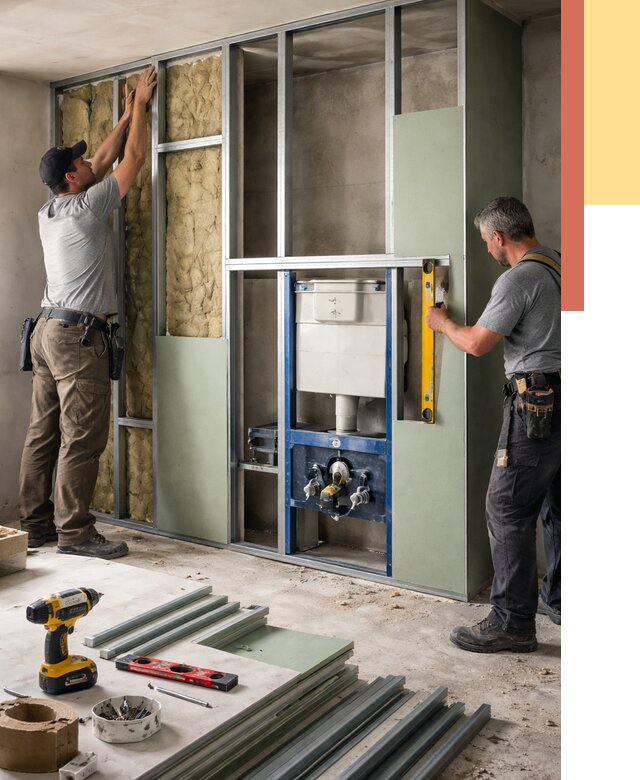 Установка сантехнических перегородок в Прокопьевске от 8786 руб. | ОТДЕЛОЧНИК-Прк