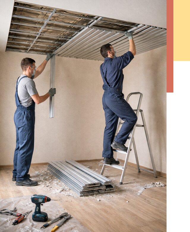 Демонтаж реечного потолка в Прокопьевске от 4652 руб. быстро и недорого | ОТДЕЛОЧНИК-Прк