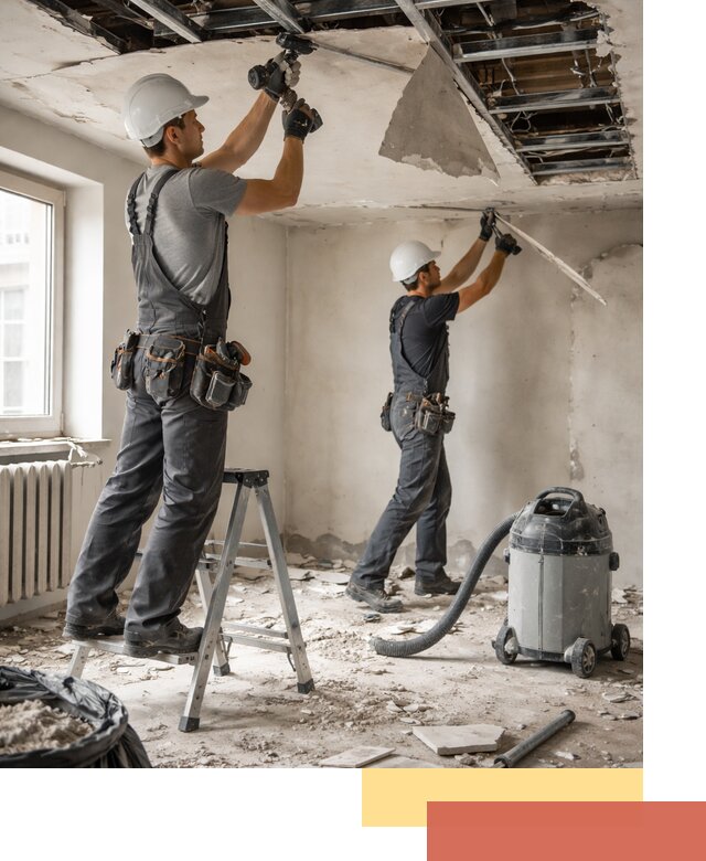 Демонтаж гипсокартонного потолка в Прокопьевске быстро и аккуратно