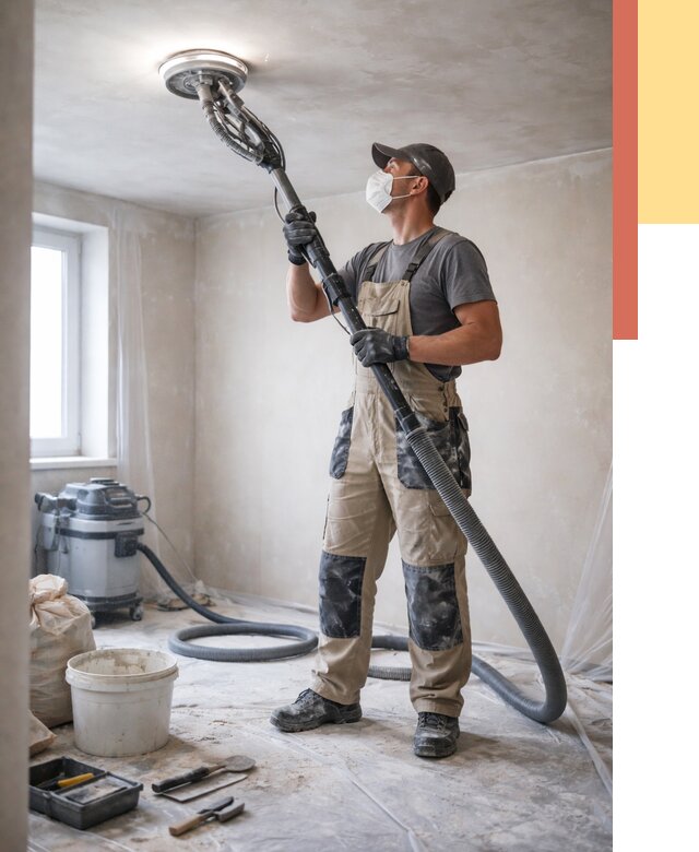 Шлифовка потолка в Прокопьевске от 3618 руб. — услуги шлифования потолка | ОТДЕЛОЧНИК-Прк