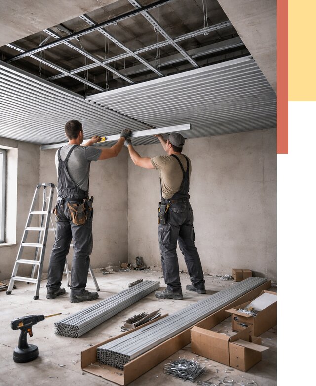 Монтаж реечного потолка в Прокопьевске от 4652 руб. под ключ | ОТДЕЛОЧНИК-Прк