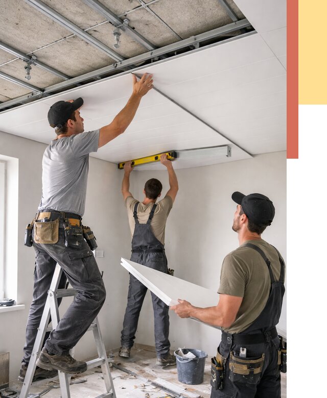 Монтаж потолка из ПВХ панелей в Прокопьевске от 3618 руб./м2 — быстро и недорого | ОТДЕЛОЧНИК-Прк