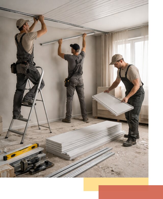 Монтаж потолка из ПВХ панелей в Прокопьевске оперативно и качественно