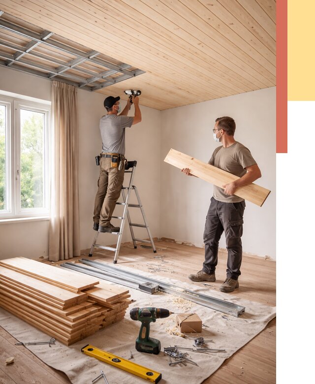 Монтаж потолка из вагонки в Прокопьевске от 6719 руб. | Быстро и недорого — ОТДЕЛОЧНИК-Прк