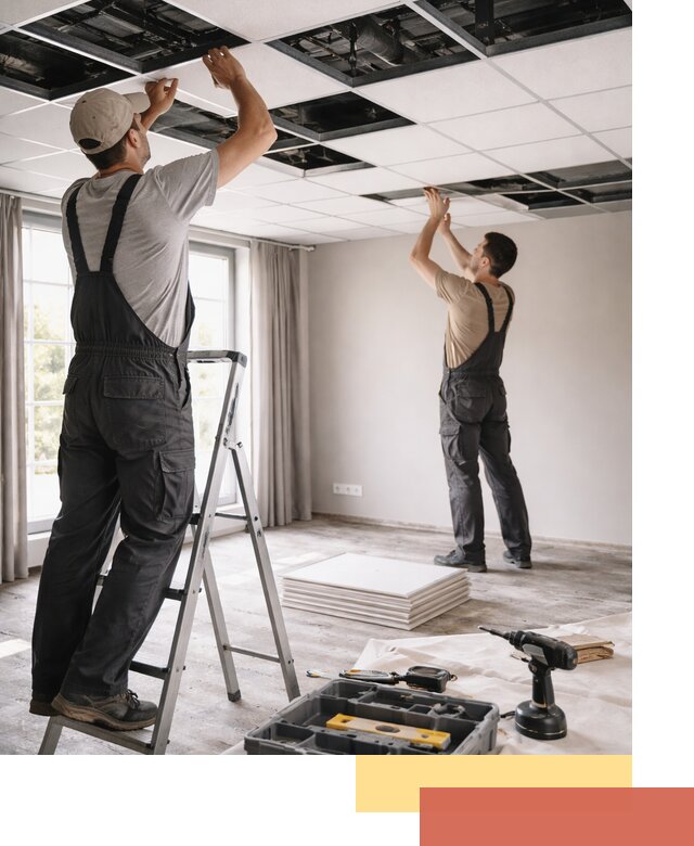 Замена плит подвесного потолка в Прокопьевске быстро и качественно