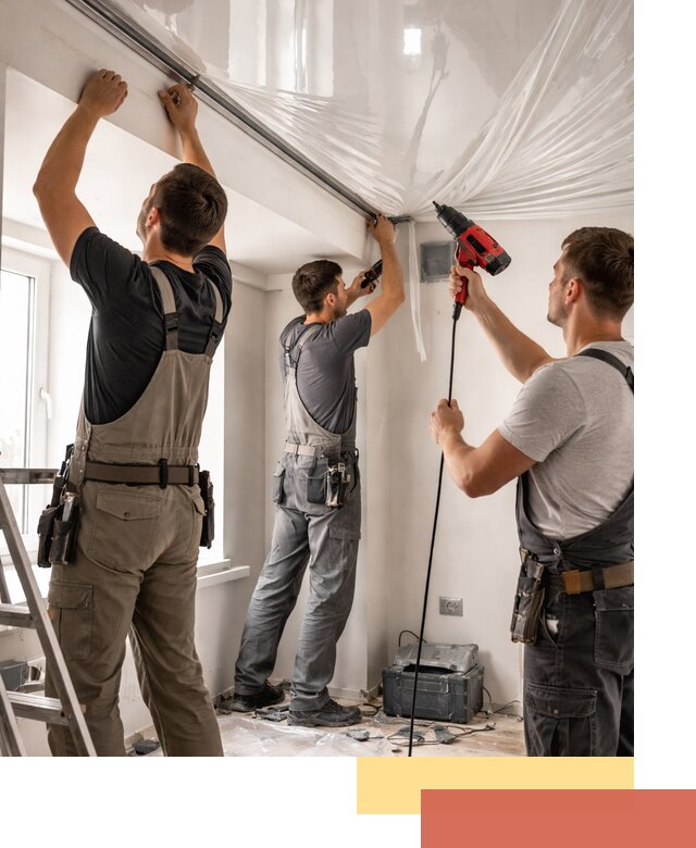 Монтаж глянцевого натяжного потолка в Прокопьевске быстро и качественно