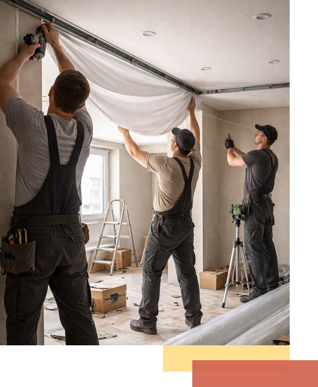 Монтаж парящего натяжного потолка под ключ в Прокопьевске