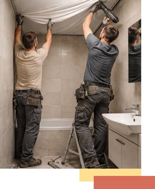 Монтаж натяжного потолка в ванной в Прокопьевске быстро и качественно