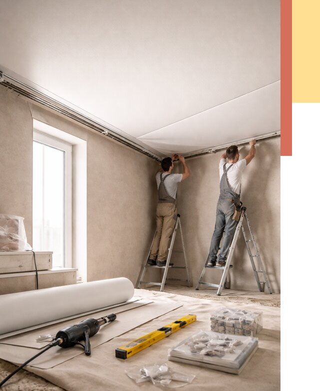 Монтаж натяжного потолка в спальне в Прокопьевске от 3928 руб. под ключ | ОТДЕЛОЧНИК-Прк