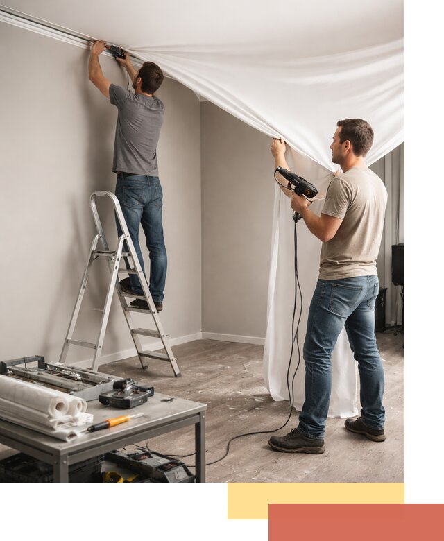 Монтаж натяжного потолка в студии в Прокопьевске