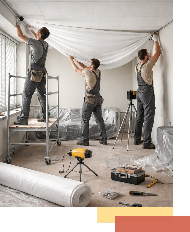 Монтаж натяжного потолка в офисе в Прокопьевске