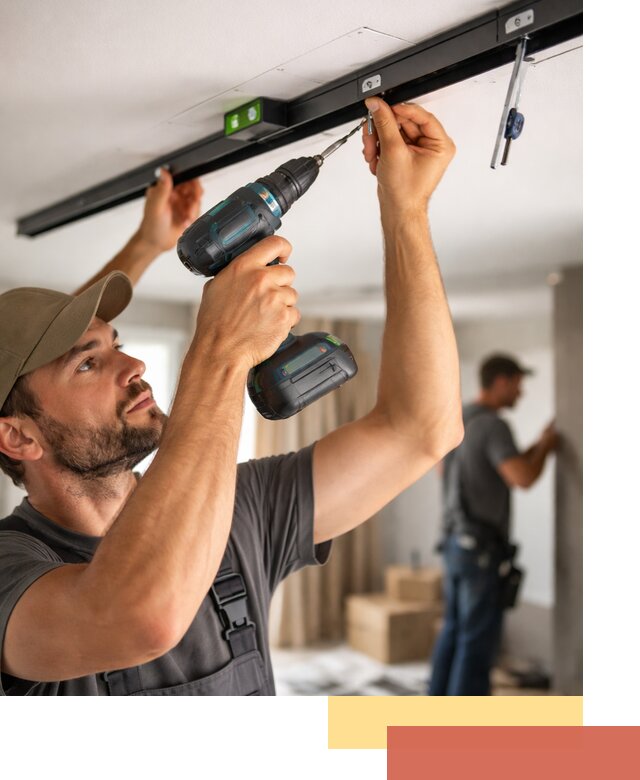 Установка трековых светильников в натяжной потолок в Прокопьевске