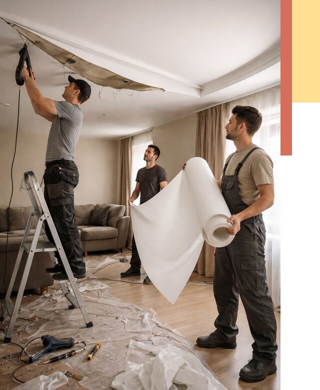 Замена полотна натяжного потолка в Прокопьевске от 9820 руб. быстро и недорого | ОТДЕЛОЧНИК-Прк