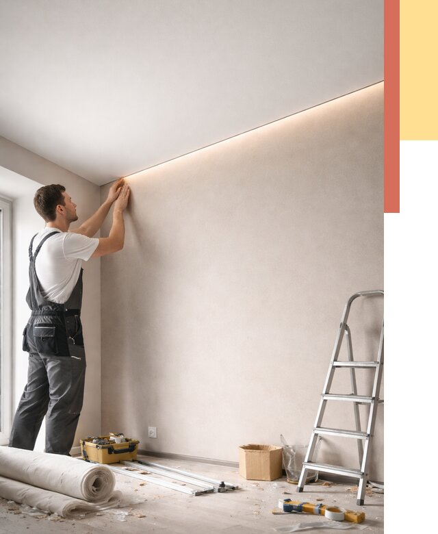 Теневые натяжные потолки в Прокопьевске от 8476 руб. под ключ | ОТДЕЛОЧНИК-Прк