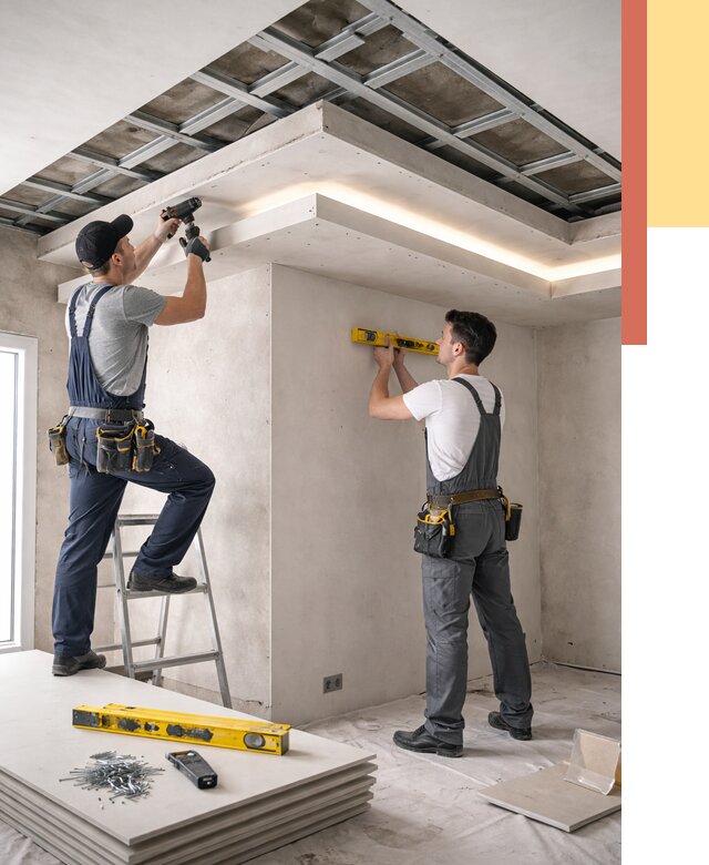 Двухуровневый потолок из гипсокартона в Прокопьевске от 1499 руб. под ключ | ОТДЕЛОЧНИК-Прк